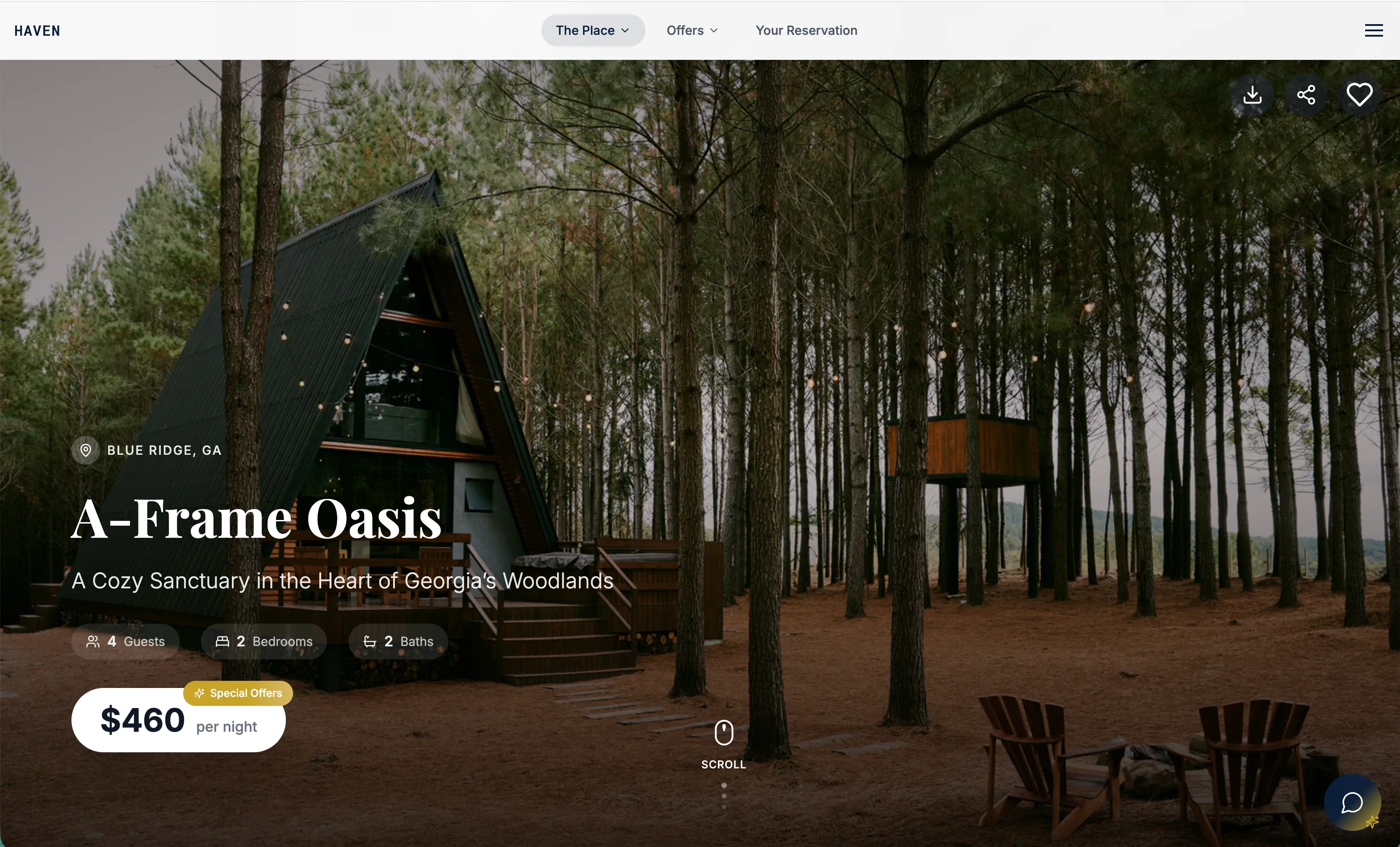 Your public property site as a guest sees it, with no host login