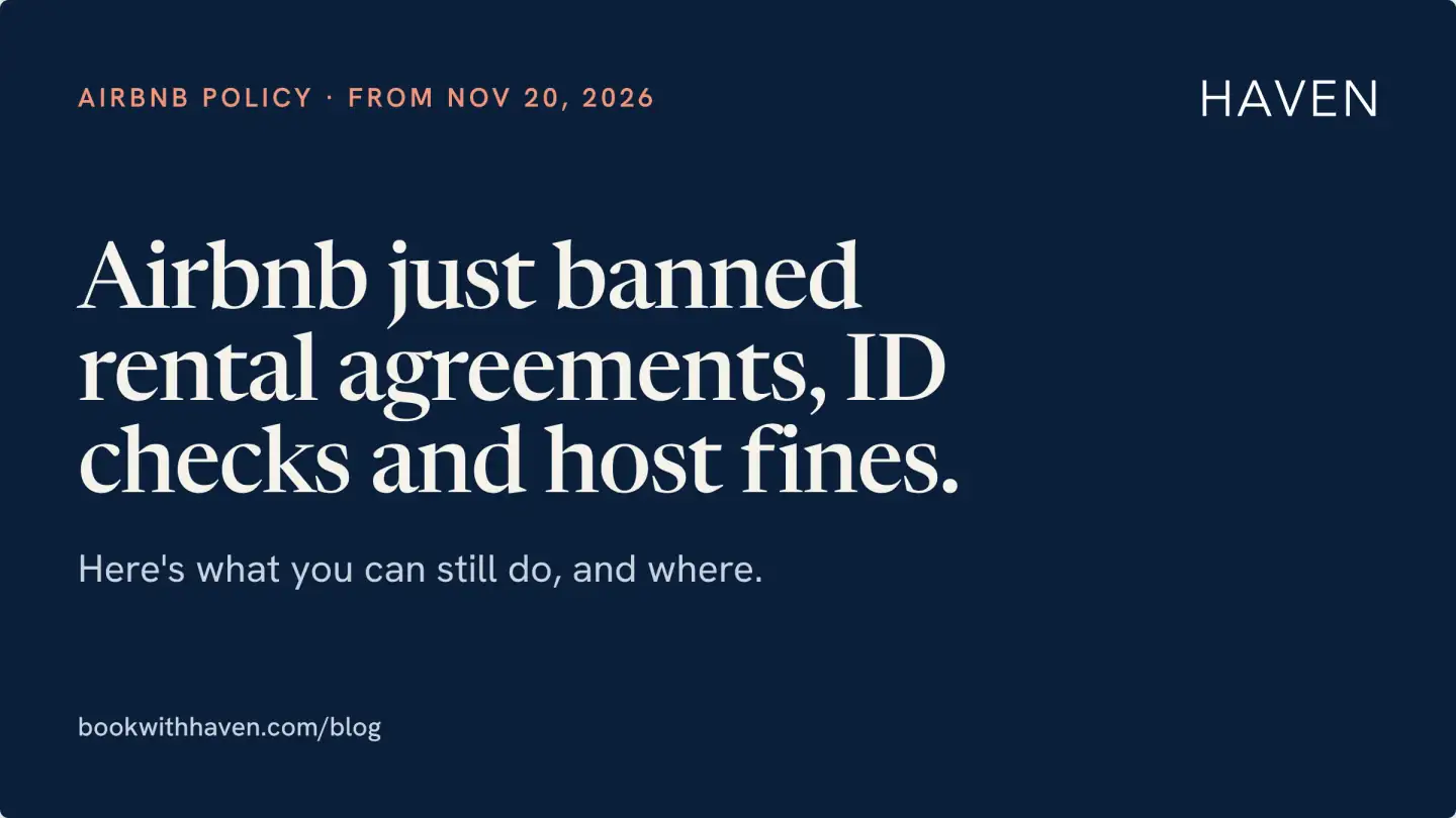 Airbnb just banned rental agreements, ID checks and host fines from November 20, 2026. Here is what hosts can still do, and where.